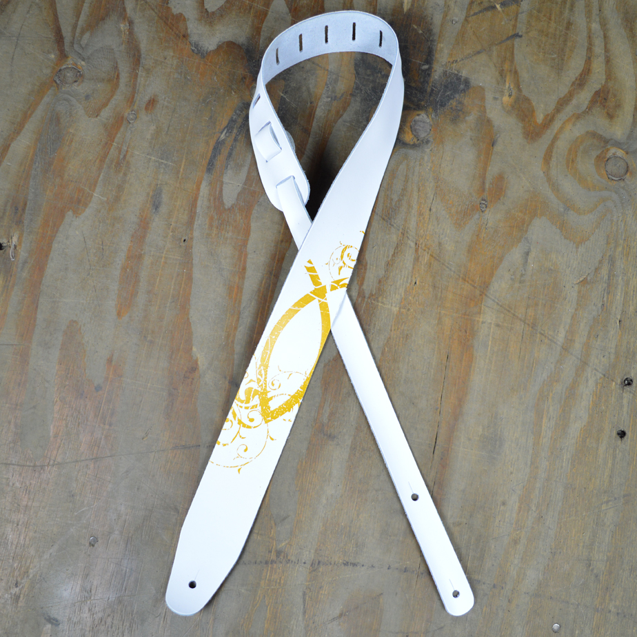 Gold Fish Printed Leather Guitar Strap Colonial Leather