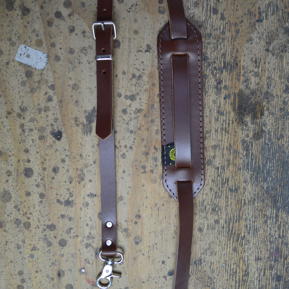 Vintage Style Brown Leather Banjo Strap with Hooks Colonial Leather