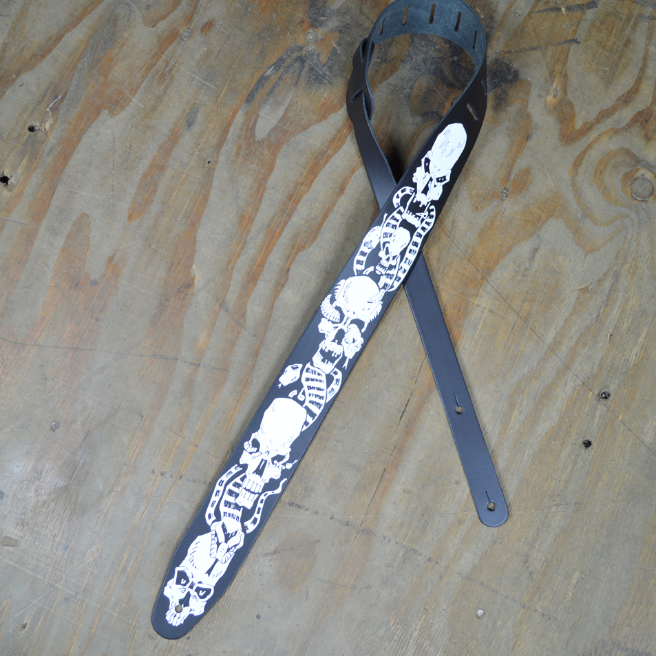 Skull Printed Leather Guitar Strap Colonial Leather