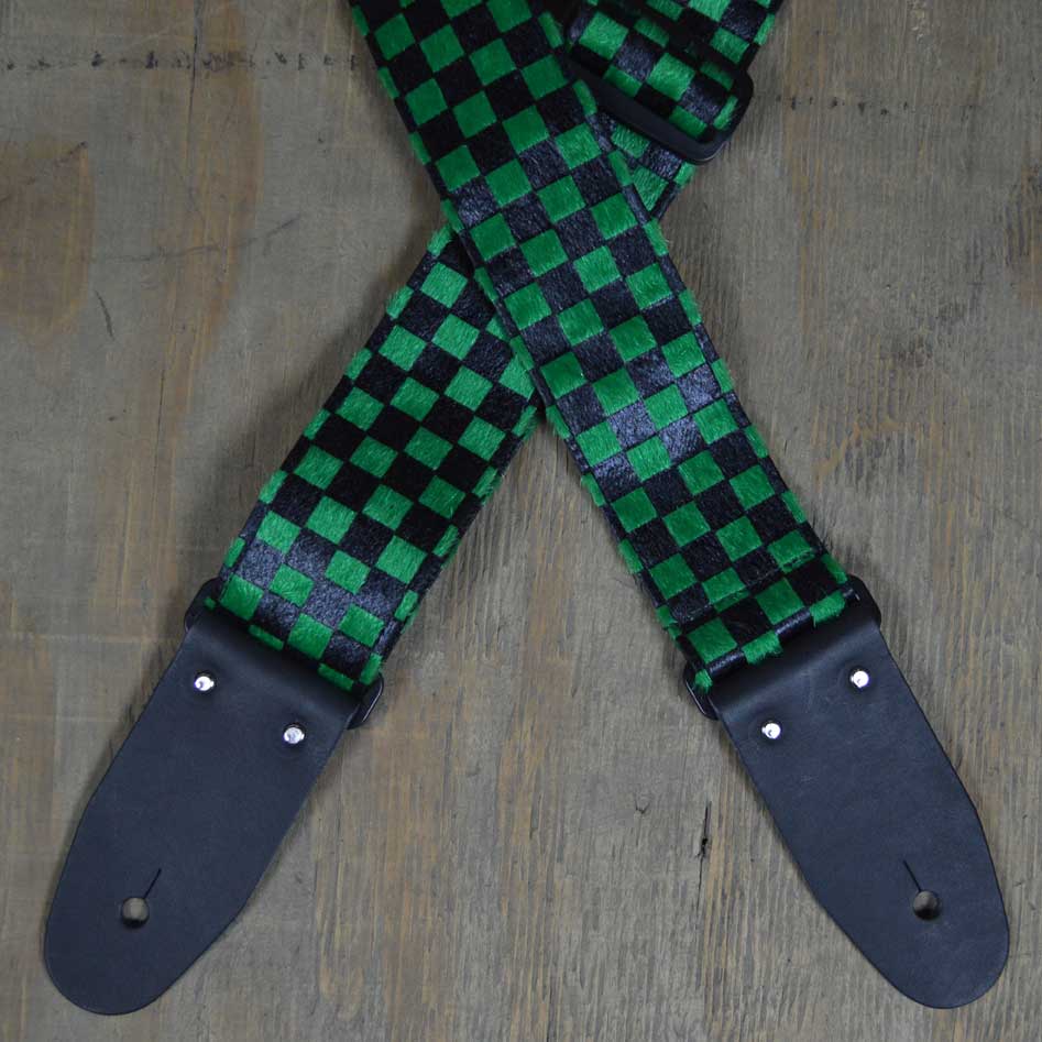 Green & Black Checker Guitar Strap Colonial Leather
