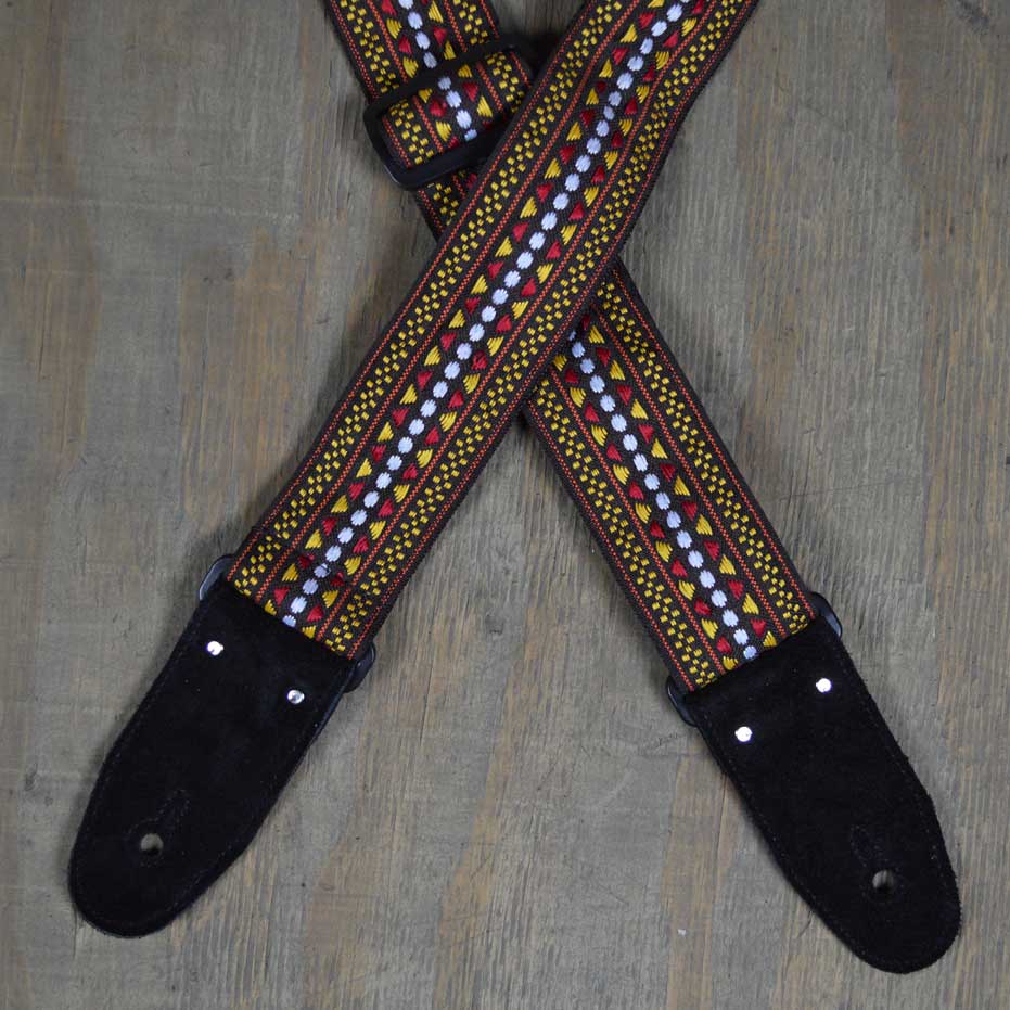 Brown Jacquard 50mm bing Guitar Strap Colonial Leather