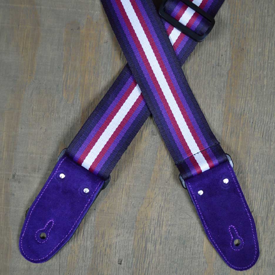 Purple 50mm Striped Webbing Guitar Strap Colonial Leather