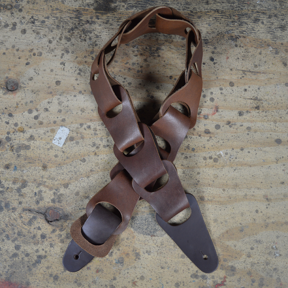 Brown Link Leather Guitar Strap - Colonial Leather