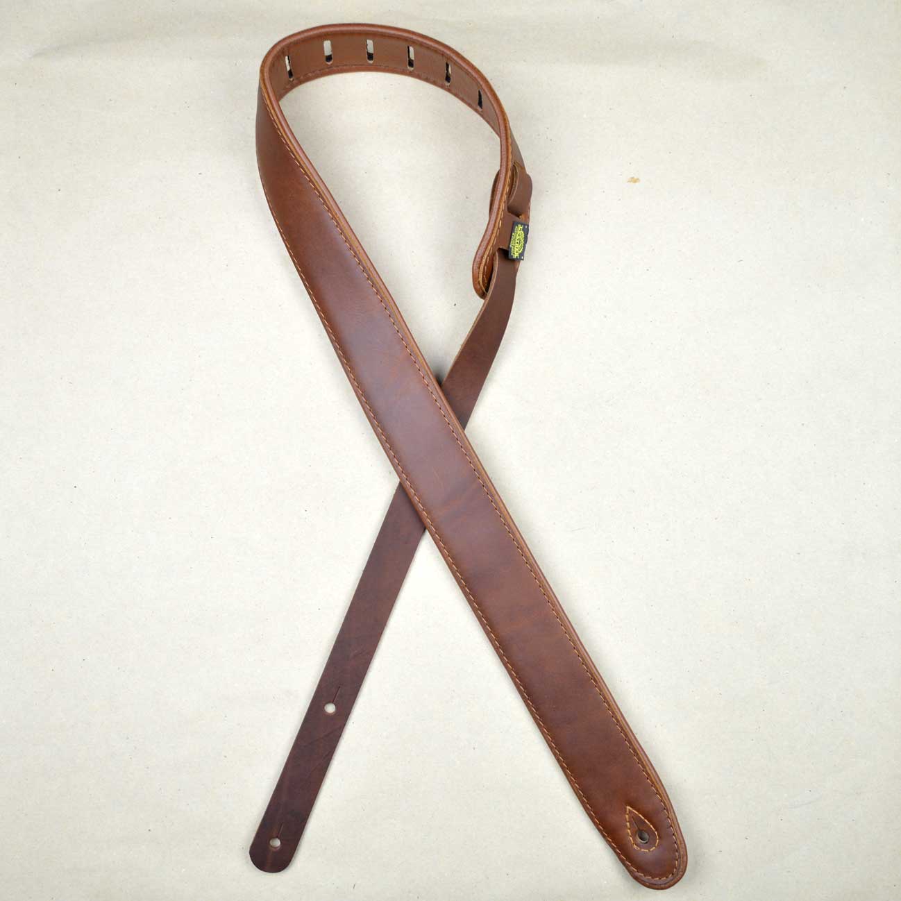 Padded Upholstery Leather Guitar Strap Brown & Tan